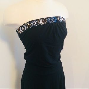WHBM Black Strapless Dress with beaded detail